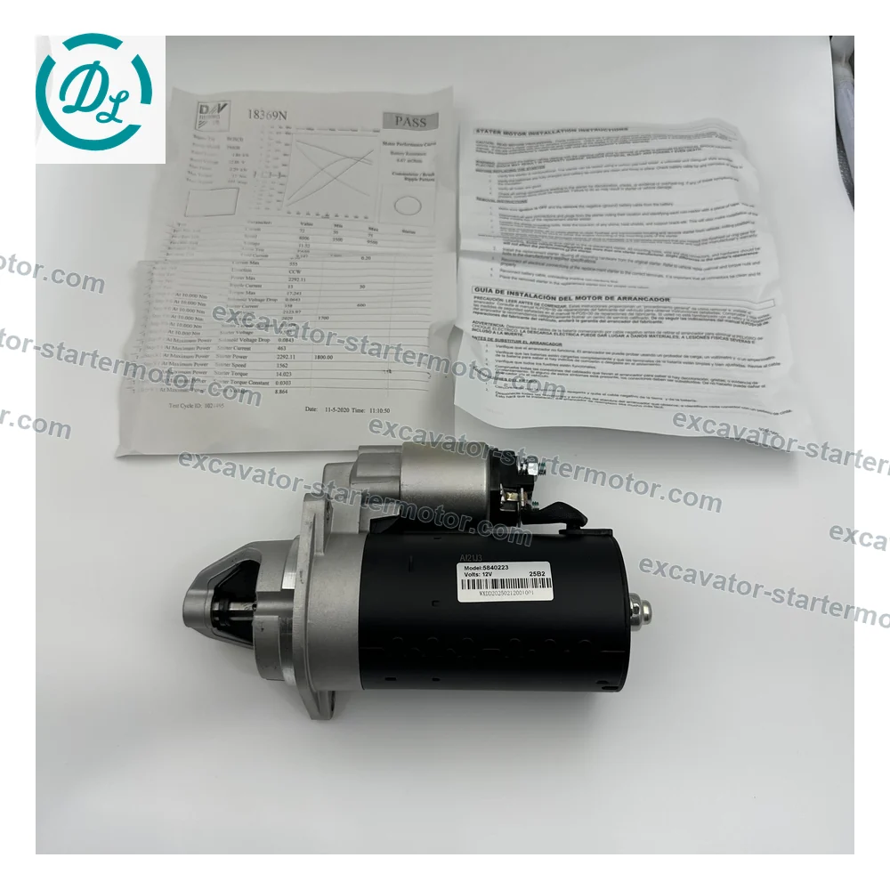 5840223 12V 1.8kW 9T CCW Starter Motor for Lombardini 12LD477-2 — Replaces 58402230, OEM/reference 5840223, Starter Motor