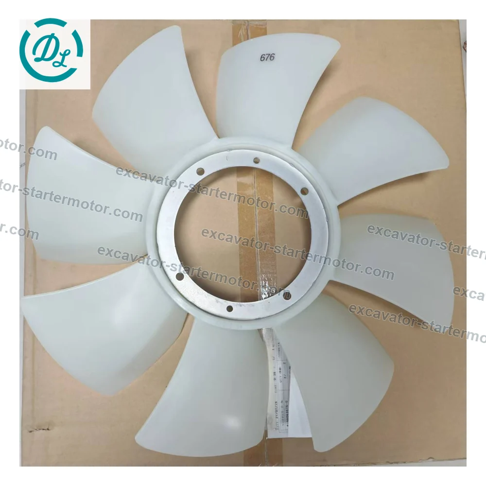 8-98063676-0 Cooling Fan Blade for Isuzu 4LE2 Hitachi ZX70-3 ZX75-3 ZX85US-3, OEM/reference 8-98063676-0, Eight-Blade Engine Cooling Fan, product view 2
