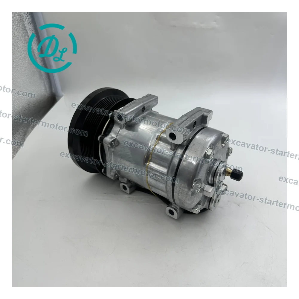 464-9988 24V PV-8 Refrigerant Compressor for Cat 120M 140M 160M 950H 966H, OEM/reference 464-9988, 24V Seven-Cylinder Refrigerant Compressor, product view 6