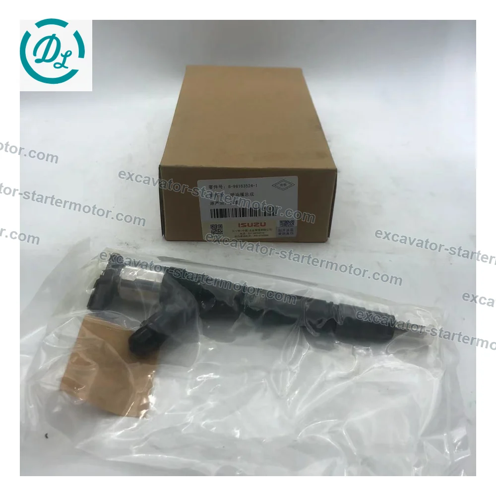 8-98163524-1 295050-0971 Common Rail Injector for Isuzu 4LE2 Kobelco 75SR Case CX75C CX80C, OEM/reference 8-98163524-1, Common Rail Fuel Injector Assembly, product view 2