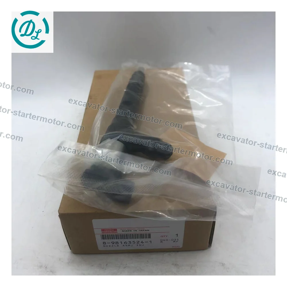 8-98163524-1 295050-0971 Common Rail Injector for Isuzu 4LE2 Kobelco 75SR Case CX75C CX80C, OEM/reference 8-98163524-1, Common Rail Fuel Injector Assembly, product view 3