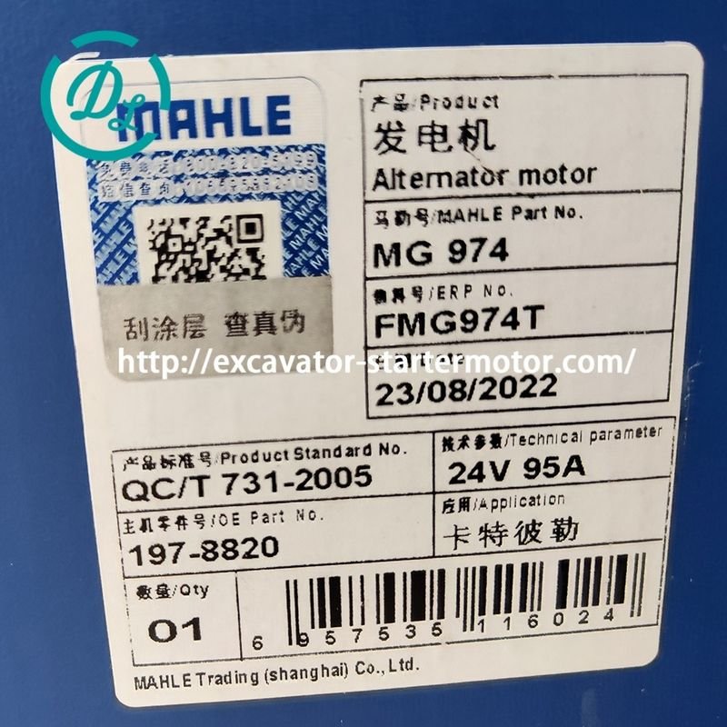 EexcavaStart MAHLE 197-8820 MG 974 Alternateur de pelle 24V 95A Moteur C9 1