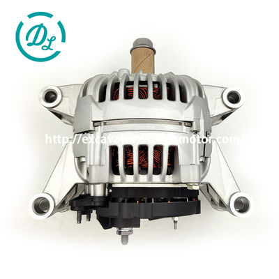 Excavator alternator showing pulley mounting ears and electrical connector locations