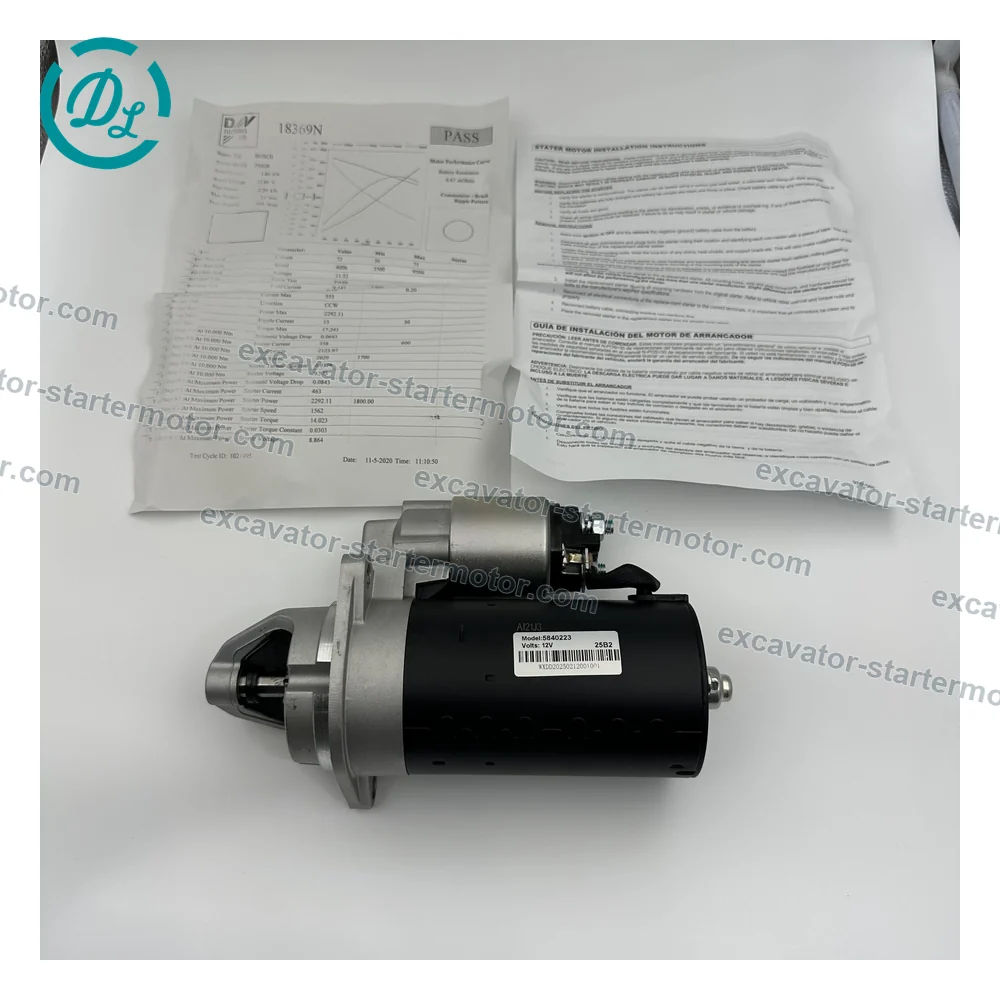 5840223 12V 1.8kW 9T CCW Starter Motor for Lombardini 12LD477-2 — Replaces 58402230, OEM/reference 5840223, Starter Motor