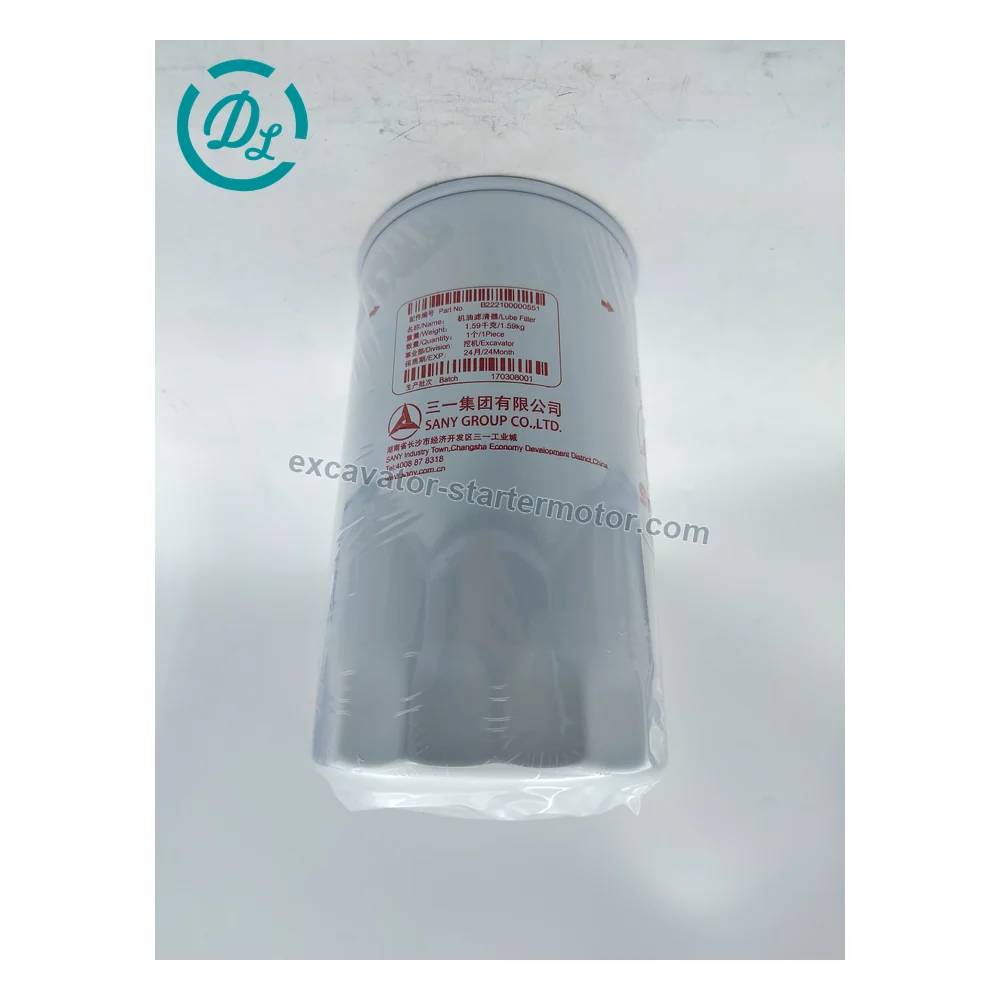 B222100000551 P552562 Lube Oil Filter for SANY SY215C SY225C-9, OEM/reference B222100000551, Spin-On Combination Lube Oil Filter, product view 1