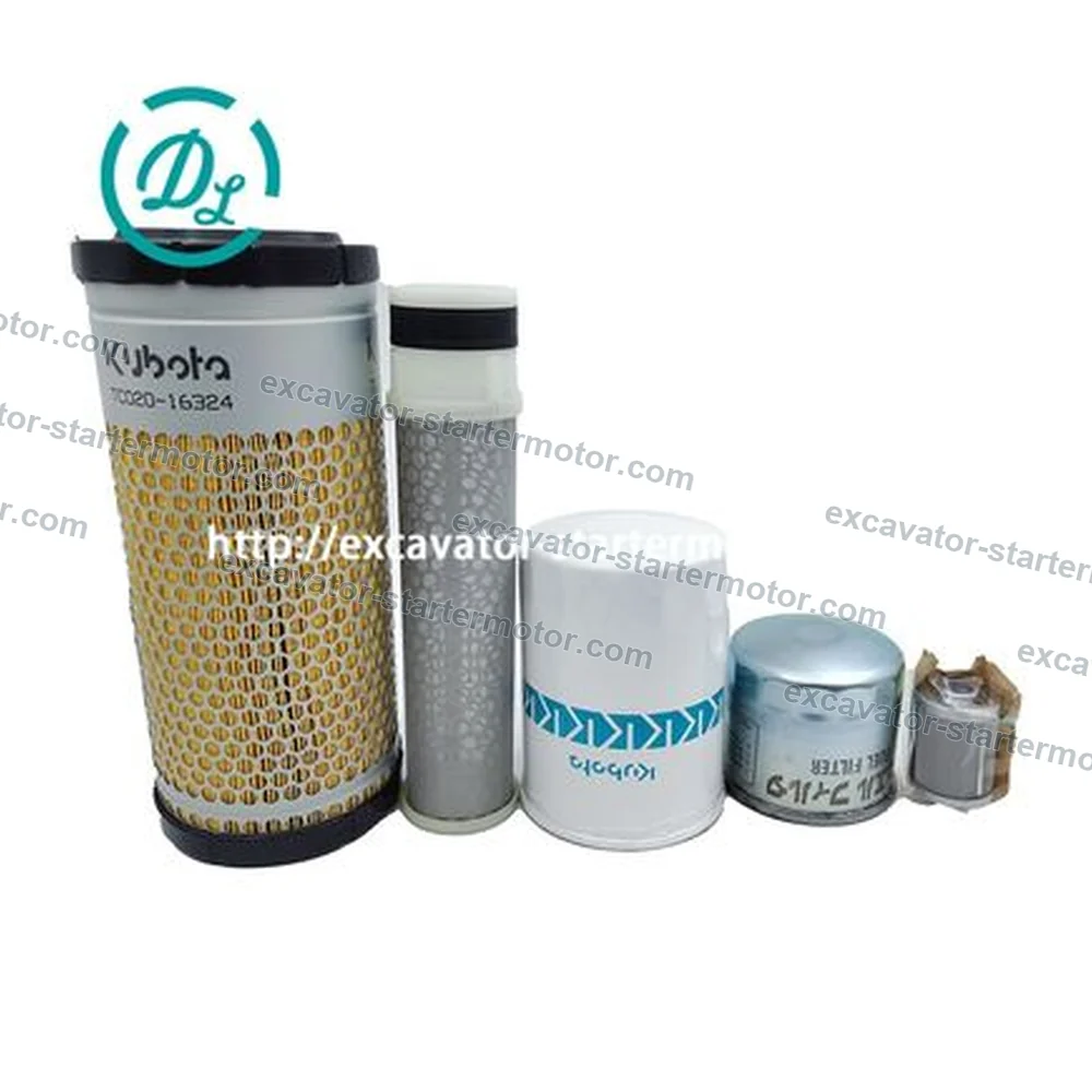 TC020-16324 T0270-93220 Air Filter Set for Kubota KX91-3 KX030-4 F3680, OEM/reference TC020-16324, Outer and Inner Engine Air Filter Set, product view 1