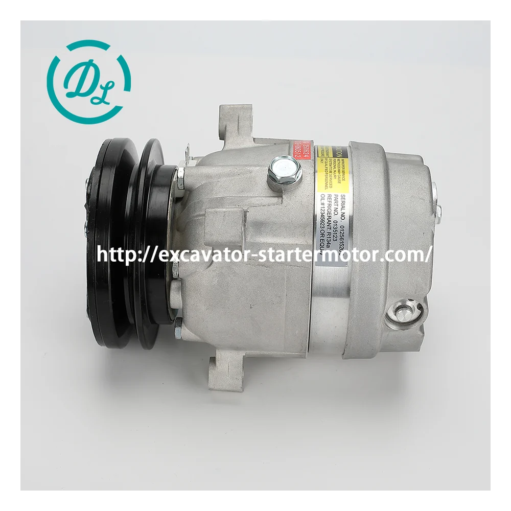 2208-6012B A/C Compressor for Doosan Daewoo DX55 DX60R Solar 55, OEM/reference 2208-6012B, Excavator A/C Compressor Assembly