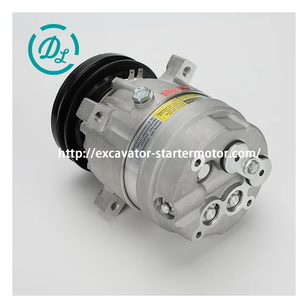 2208-6012B A/C Compressor for Doosan Daewoo DX55 DX60R Solar 55, OEM/reference 2208-6012B, Excavator A/C Compressor Assembly, product view 2