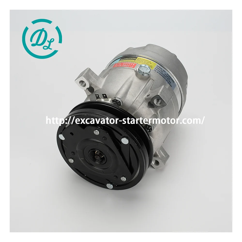 2208-6012B A/C Compressor for Doosan Daewoo DX55 DX60R Solar 55, OEM/reference 2208-6012B, Excavator A/C Compressor Assembly, product view 3