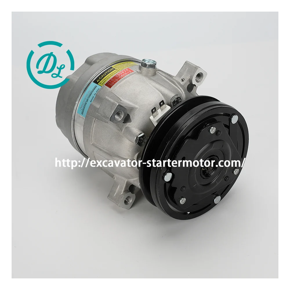 2208-6012B A/C Compressor for Doosan Daewoo DX55 DX60R Solar 55, OEM/reference 2208-6012B, Excavator A/C Compressor Assembly, product view 4