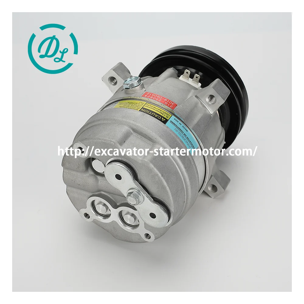 2208-6012B A/C Compressor for Doosan Daewoo DX55 DX60R Solar 55, OEM/reference 2208-6012B, Excavator A/C Compressor Assembly, product view 5