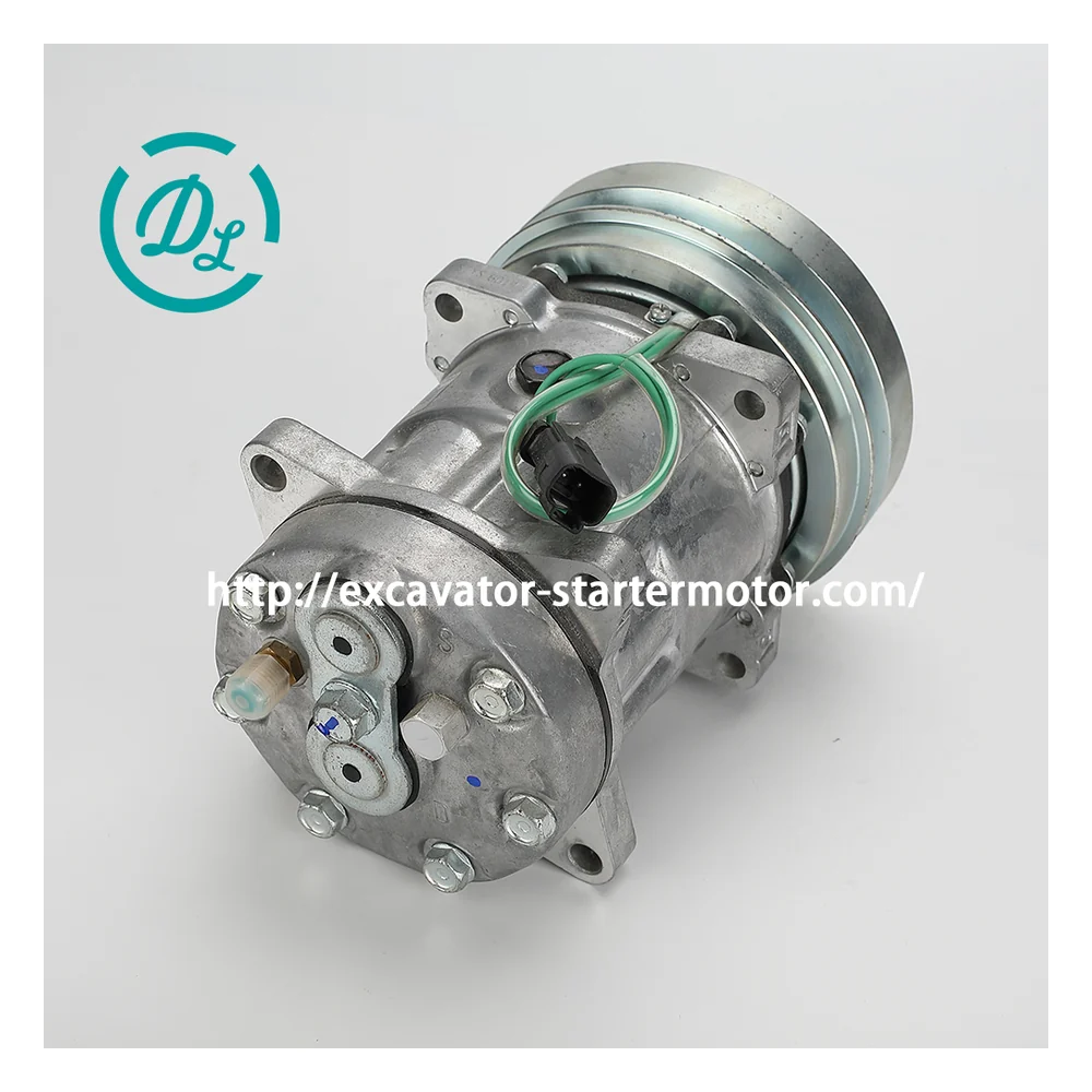 183-5106 24V SD7H15 A/C Compressor for Cat Loaders Dozers and Graders, OEM/reference 183-5106, 24V SD7H15HD 8-Groove Compressor, product view 5