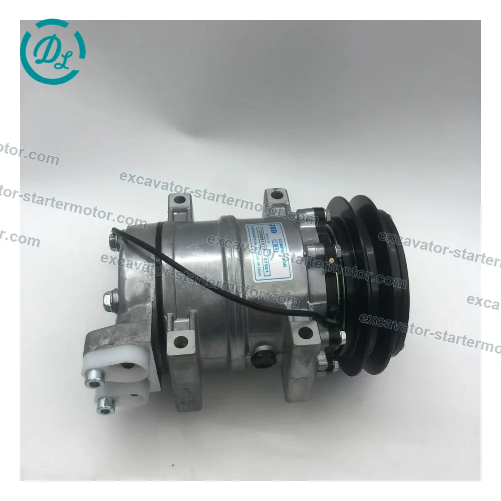 S7501 506211-6571 24V DKS15CH A/C Compressor for Hitachi EX120-5G EX200-5G, OEM/reference S7501, 24V DKS15CH Single-Groove A/C Compressor, product view 2