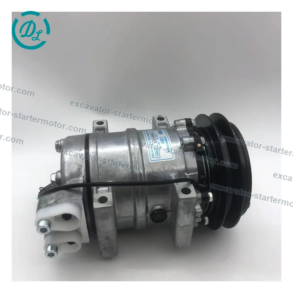 S7501 506211-6571 24V DKS15CH A/C Compressor for Hitachi EX120-5G EX200-5G, OEM/reference S7501, 24V DKS15CH Single-Groove A/C Compressor, product view 7
