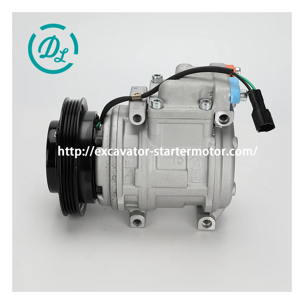 400102-00260 24V SD7H15 A/C Compressor for Doosan DX300LC-5 DX380LC-5, OEM/reference 400102-00260, 24V SD7H15 10-Groove A/C Compressor, product view 2