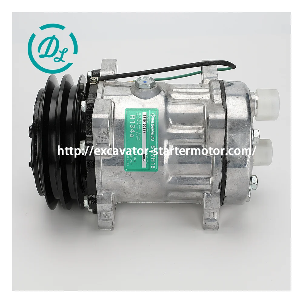 1911506010 12V SD5H14 A/C Compressor for Takeuchi TB180FR TL10 TL12, OEM/reference 1911506010, 12V Sanden SD5H14/SD5H09 A/C Compressor, product view 2