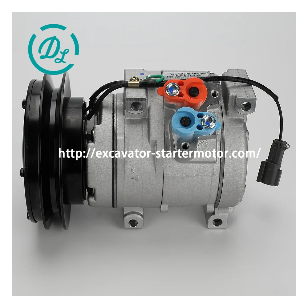 20Y-979-6121 447220-4053 24V 10S15C A/C Compressor for Komatsu PC200-7, OEM/reference 20Y-979-6121, 24V Denso 10S15C A/C Compressor, product view 2