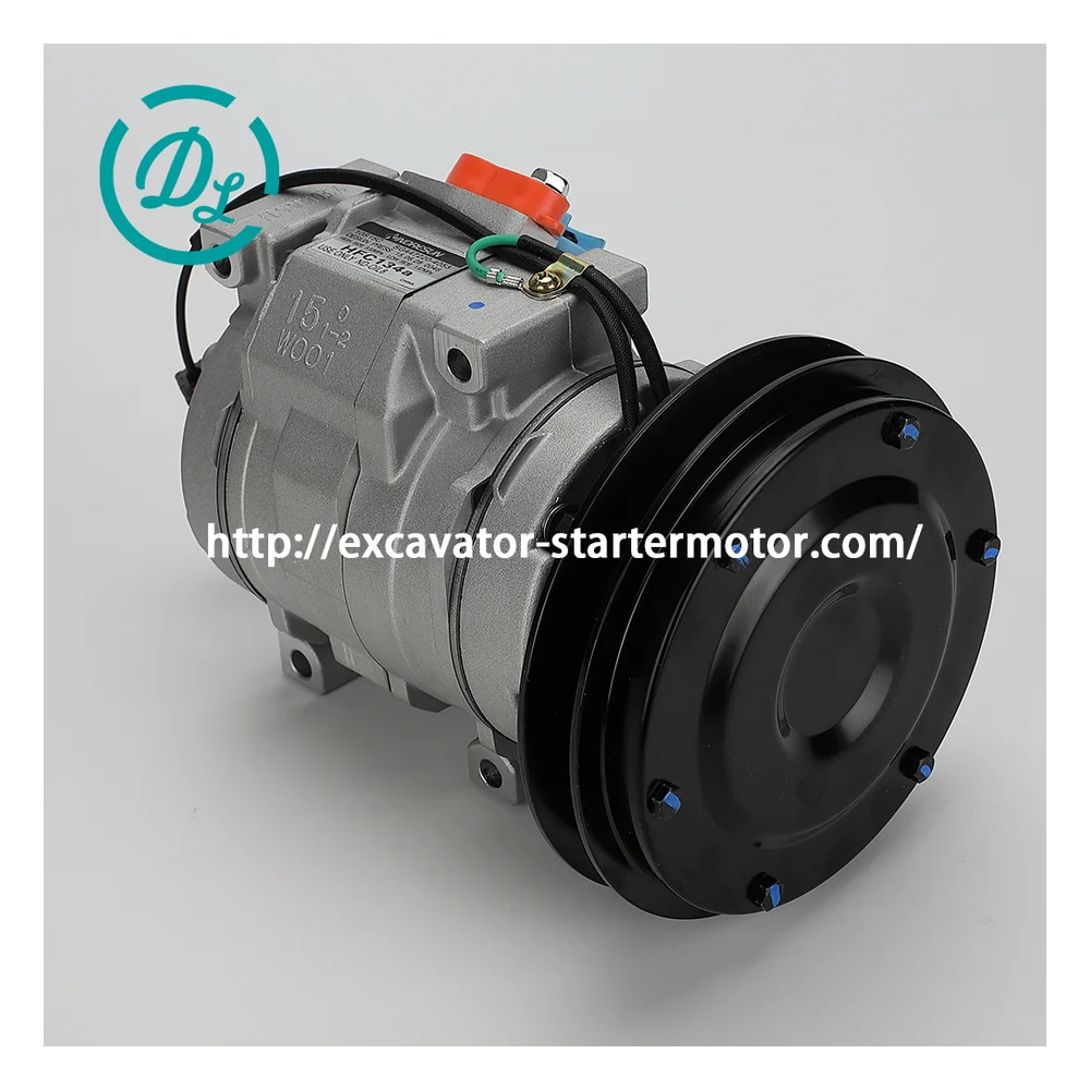 20Y-979-6121 447220-4053 24V 10S15C A/C Compressor for Komatsu PC200-7, OEM/reference 20Y-979-6121, 24V Denso 10S15C A/C Compressor, product view 4