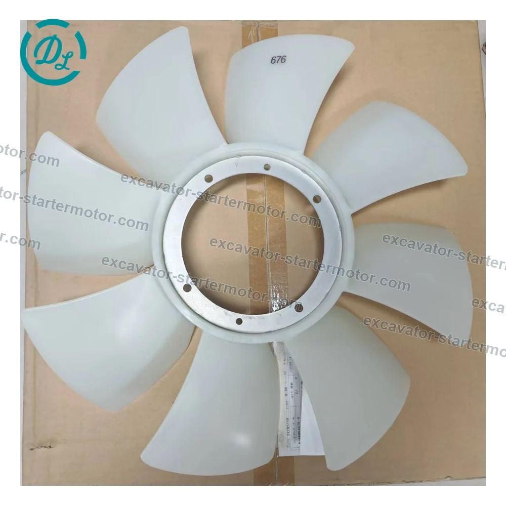 8-98063676-0 Cooling Fan Blade for Isuzu 4LE2 Hitachi ZX70-3 ZX75-3 ZX85US-3, OEM/reference 8-98063676-0, Eight-Blade Engine Cooling Fan, product view 2