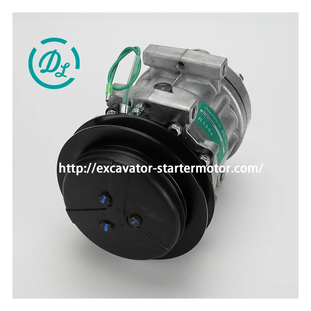 47759181 KHR3197 24V SD7H13 A/C Compressor for Case CX130 CX210 Kobelco SK200, OEM/reference 47759181, 24V SD7H13 A/C Compressor, product view 4