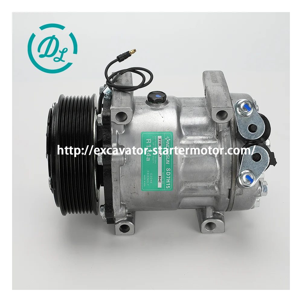 320/08562 12V SD7H15 A/C Compressor for JCB Telehandlers, OEM/reference 320/08562, 12V SD7H15 120mm 8-Groove Compressor, product view 2