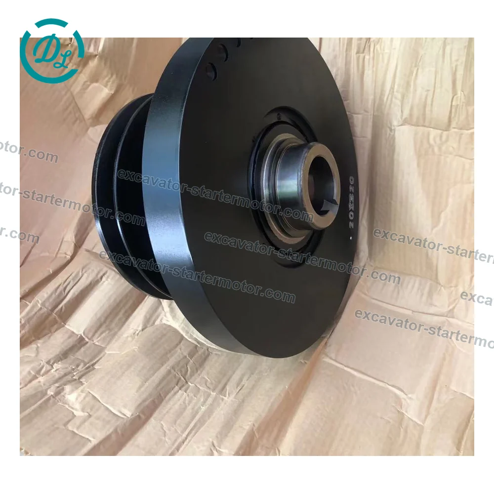 1-12371470-0 4-Groove Crankshaft Damper Pulley for Isuzu 6BG1 Hitachi ZX230 ZX240, OEM/reference 1-12371470-0, Four-Groove Crankshaft Damper Pulley, product view 1