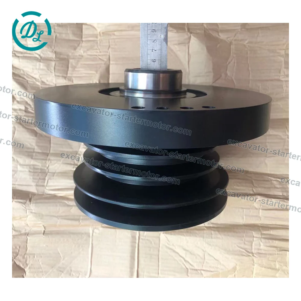 1-12371470-0 4-Groove Crankshaft Damper Pulley for Isuzu 6BG1 Hitachi ZX230 ZX240, OEM/reference 1-12371470-0, Four-Groove Crankshaft Damper Pulley, product view 2