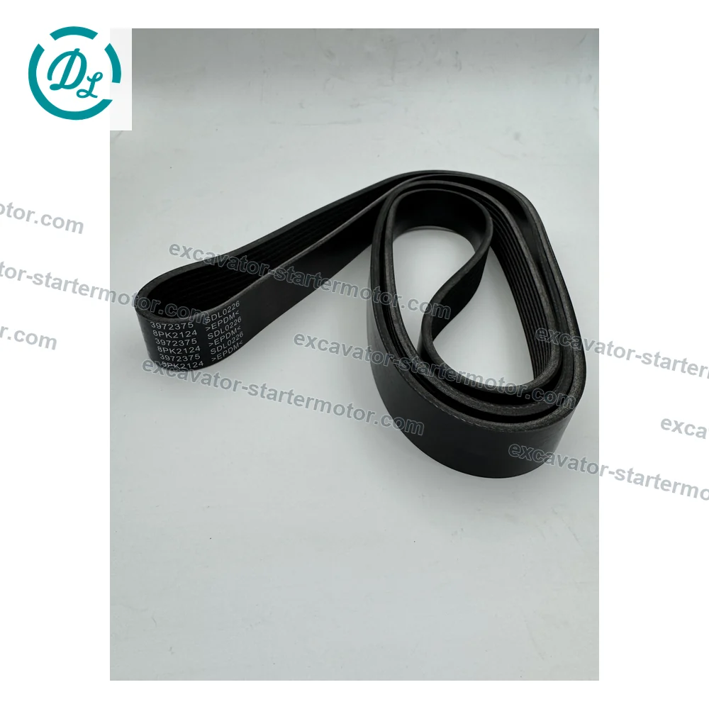 3972375 8PK2124 Fan Belt for Cummins ISF3.8 Engine, OEM/reference 3972375, 8PK2124 V-Ribbed Fan Belt