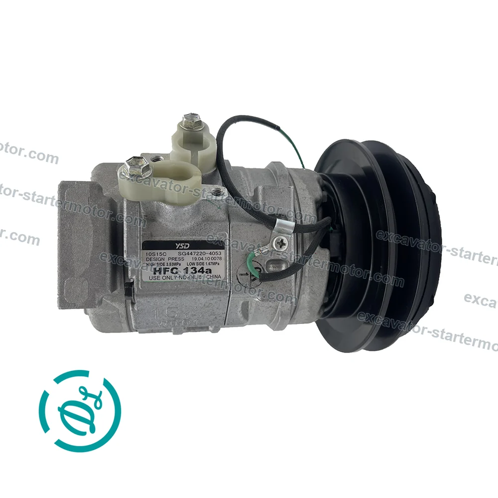 20Y-810-1260 24V A/C Compressor for Komatsu PC200 PC220 PC300 PC400 Excavators, OEM/reference 20Y-810-1260, 24V A/C Compressor Assembly, product view 3