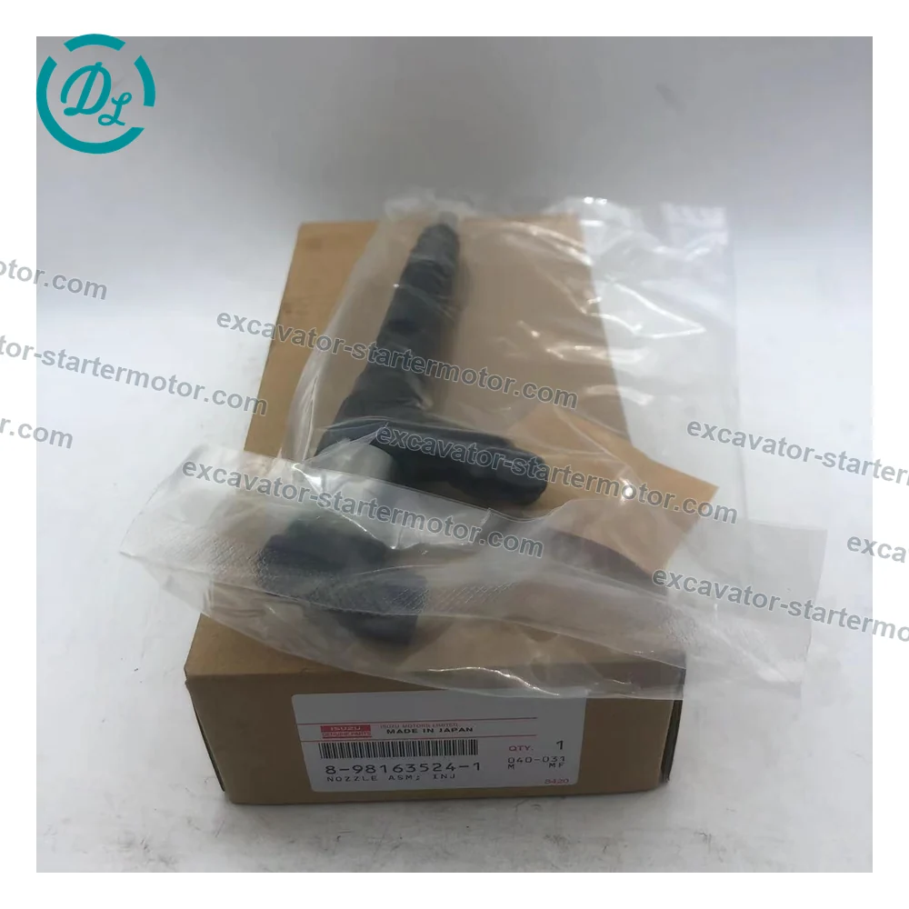 8-98163524-1 295050-0971 Common Rail Injector for Isuzu 4LE2 Kobelco 75SR Case CX75C CX80C, OEM/reference 8-98163524-1, Common Rail Fuel Injector Assembly, product view 3