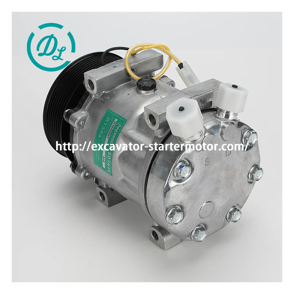 12595609 24V SD7H15 A/C Compressor for Liebherr R944 R954 A904, OEM/reference 12595609, 24V SD7H15 119mm 8-Groove Compressor