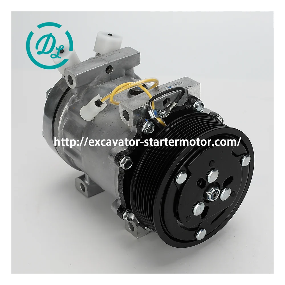 12595609 24V SD7H15 A/C Compressor for Liebherr R944 R954 A904, OEM/reference 12595609, 24V SD7H15 119mm 8-Groove Compressor, product view 4