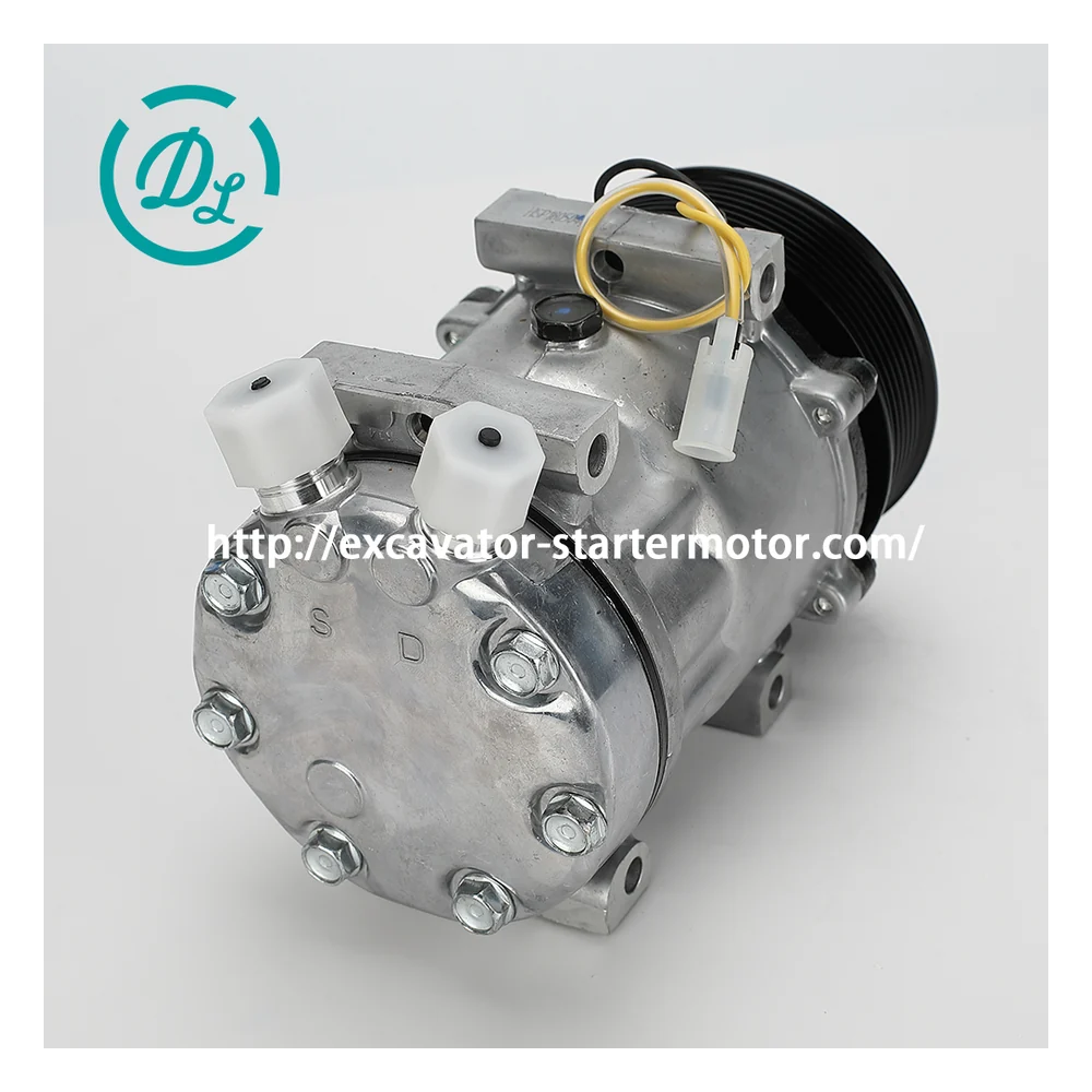 12595609 24V SD7H15 A/C Compressor for Liebherr R944 R954 A904, OEM/reference 12595609, 24V SD7H15 119mm 8-Groove Compressor, product view 5